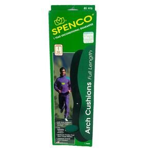 Spenco Insoles Mens Sz 12-13 Arch Cushions Full Length Green USA New Deadstock